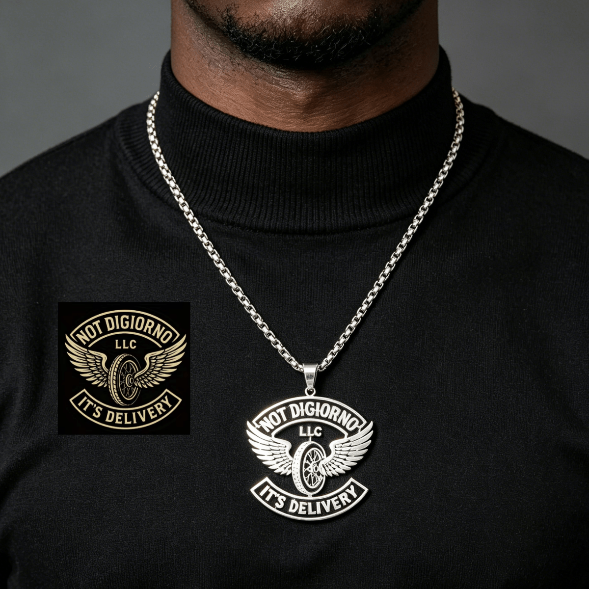 TEMU Custom Logo Pattern Necklace, Necklace, 304 304 304 304 304 Stainless Steel Necklace, Custom Personalized Hand-drawn Pattern Necklace, Men's
