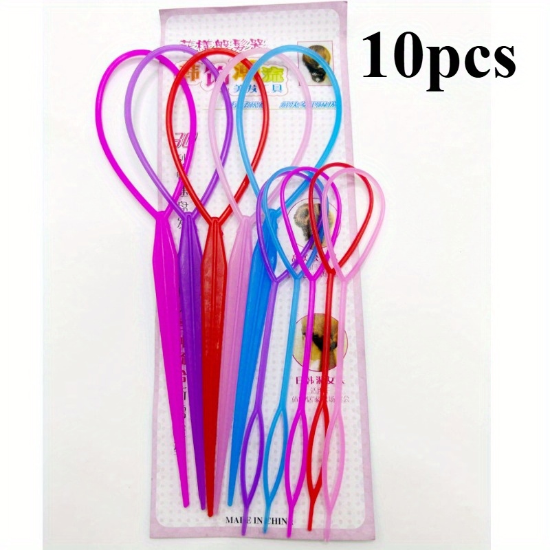TEMU Ensemble de 10 pièces d'outils de coiffure de couleur aléatoire, Extensions de cheveux en plastique - Lisseur de cheveux , 5 grands et 5 ,