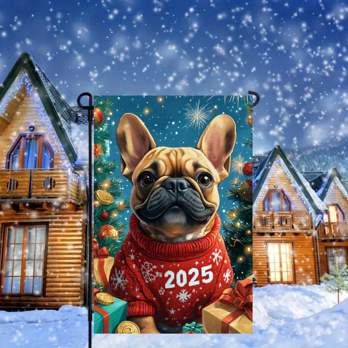 

2025 New Christmas Tree Double- - Polyester Multipurpose Decoration For , , - No Flagpole Included, 12x18 & 28x40