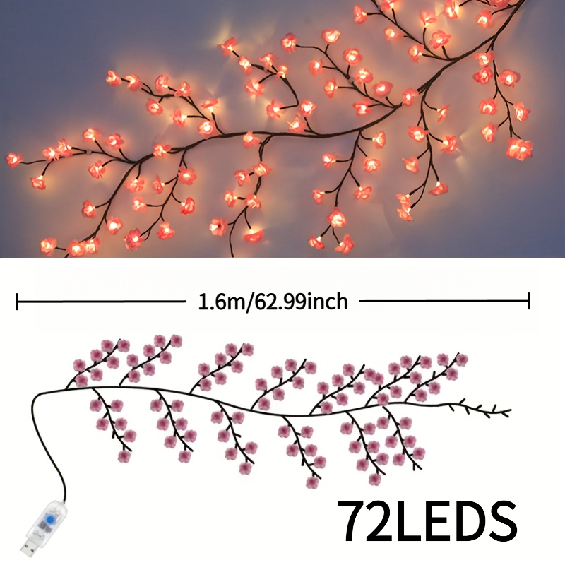 TEMU 1 Cherry Branch Led Light| Usb Powered, Fairy Garland With Lights, Suitable For Rooms, Walls, Weddings, Parties, Indoor Decoration, Holiday Gathering Decorations
