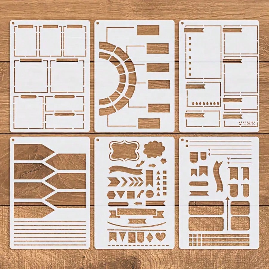 TEMU 6pcs Diary Template Set - Suitable For Notebooks, Planners, Handwriting Fonts, And Creative Writing Projects, And Flexible Diary Templates