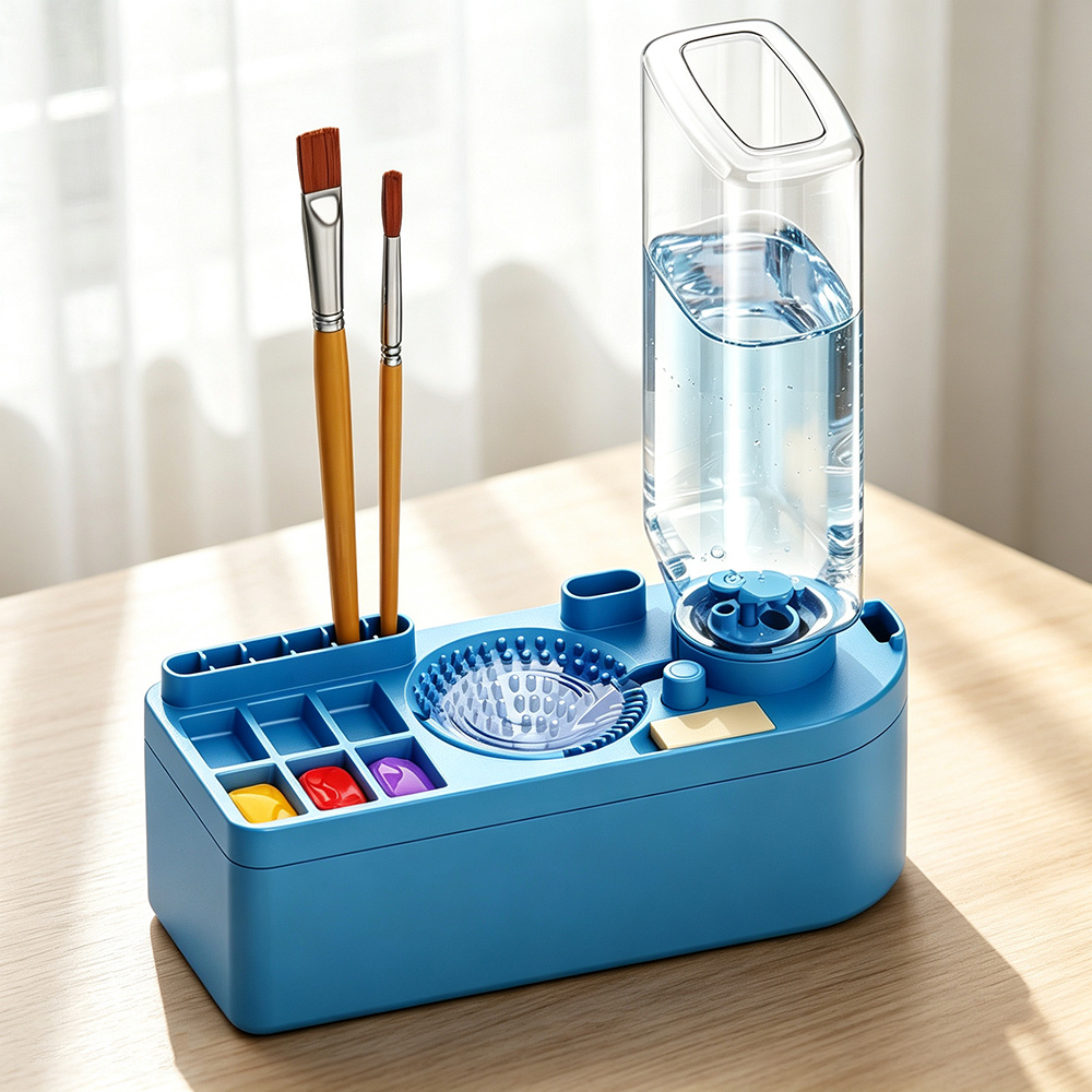 TEMU -One Pinselreiniger Pinselspüler mit Wasserzirkulation, Werkzeug zur Pinselreinigung für Aquarell-, Öl-, Acryl- wasserbasierte Farben, Geschenk