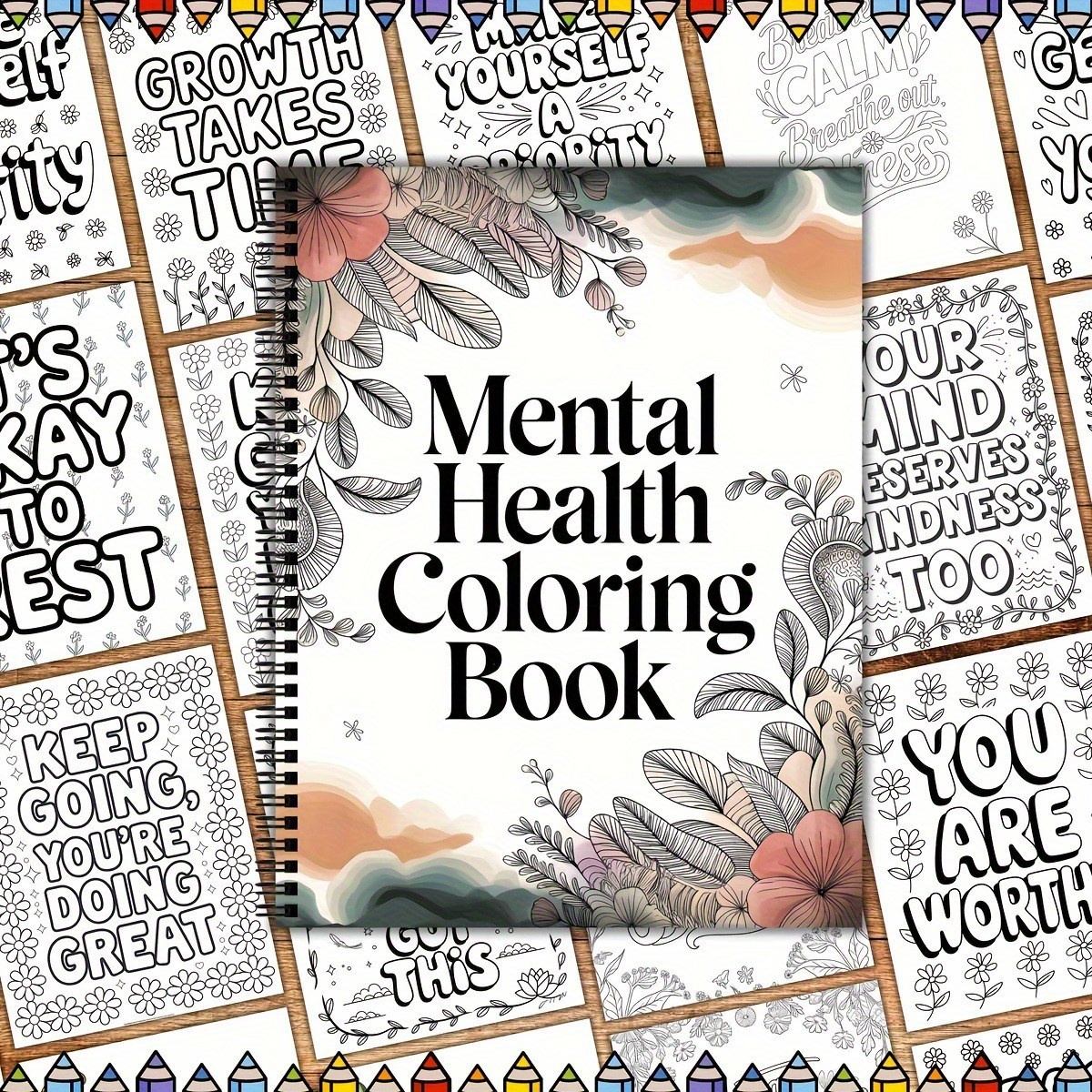 TEMU Book For Adults Mental Health Coloring Book Inspiration Sentence