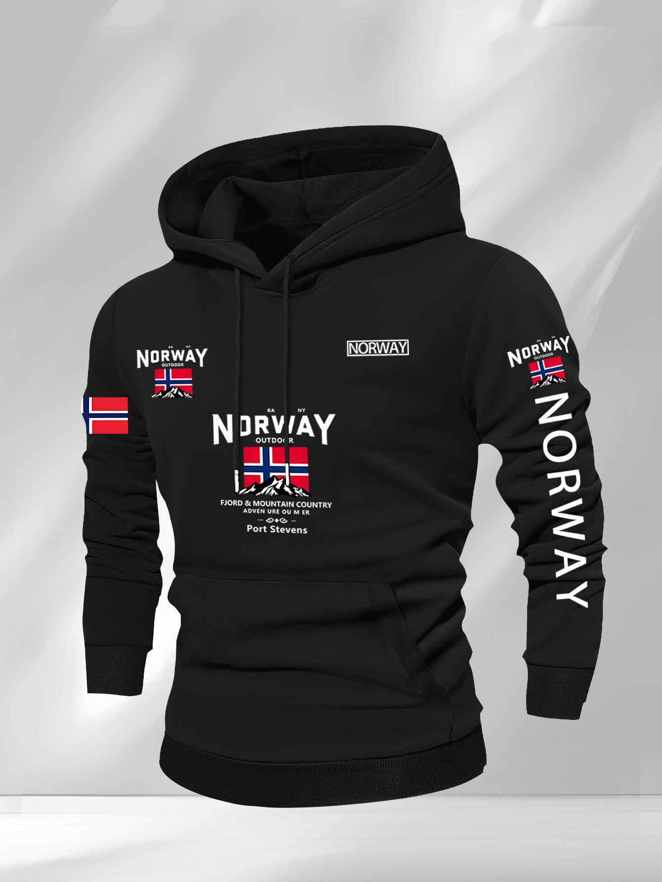 Sweatshirt met capuchon voor heren met Noorse vlag en design