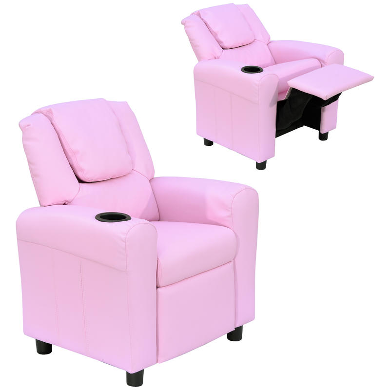 TEMU Armchair, Mini Armchair, Old Sofa, Reclining Function, Built-in Cup Holder, Pink, 62 X 56 Cm