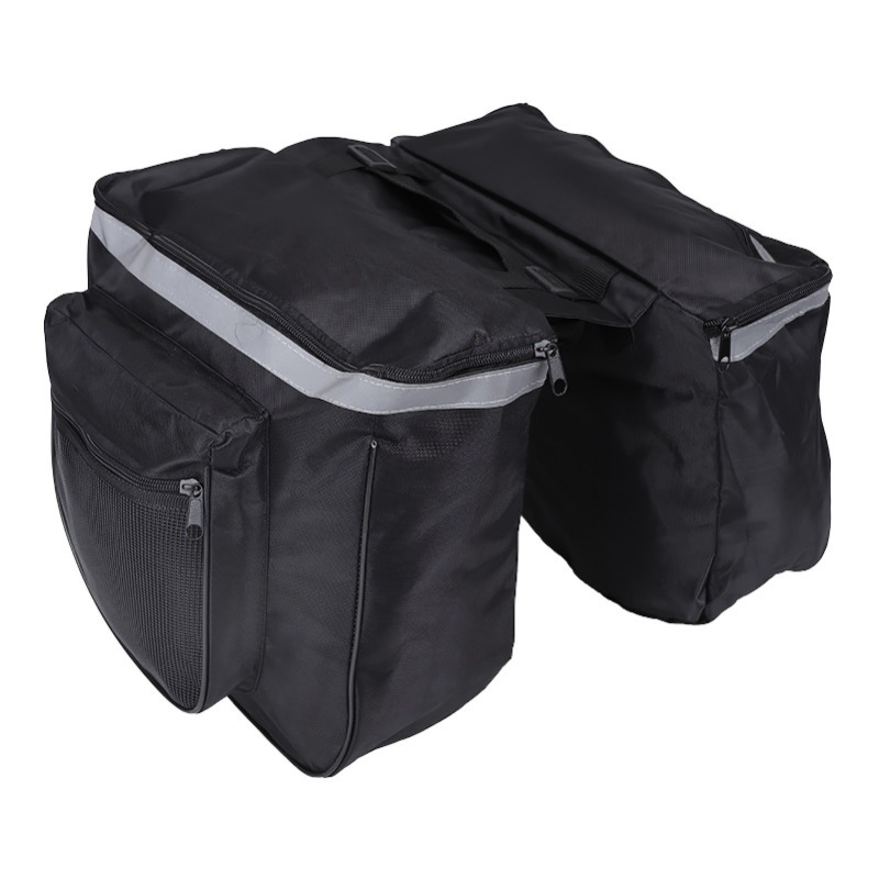 

Sac de selle de vélo 25L 2-en-1, pochette rétro de vélo en toile réfléchissante avec crochet réglable, ensemble de sacs à bagages pour vélo de montagne et de route étanches, sangle noire détachable