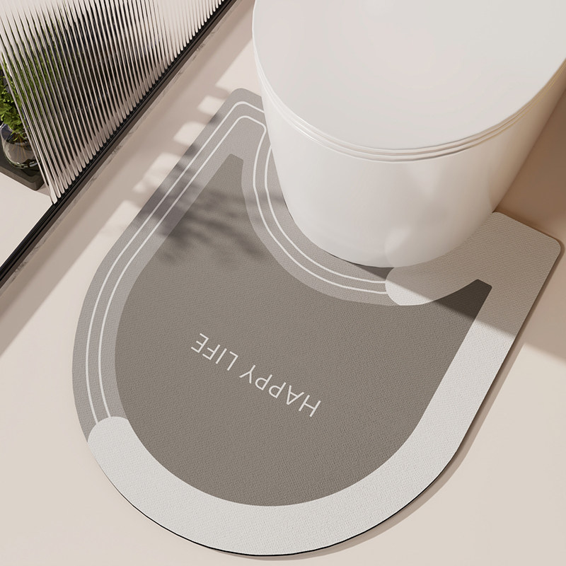 TEMU 1pc Easy U-shaped Toilet Mat, Super Absorbent Anti-slip Mat, Floor Mat, Bathroom Floor Mat, Home Decoration, Home Gift