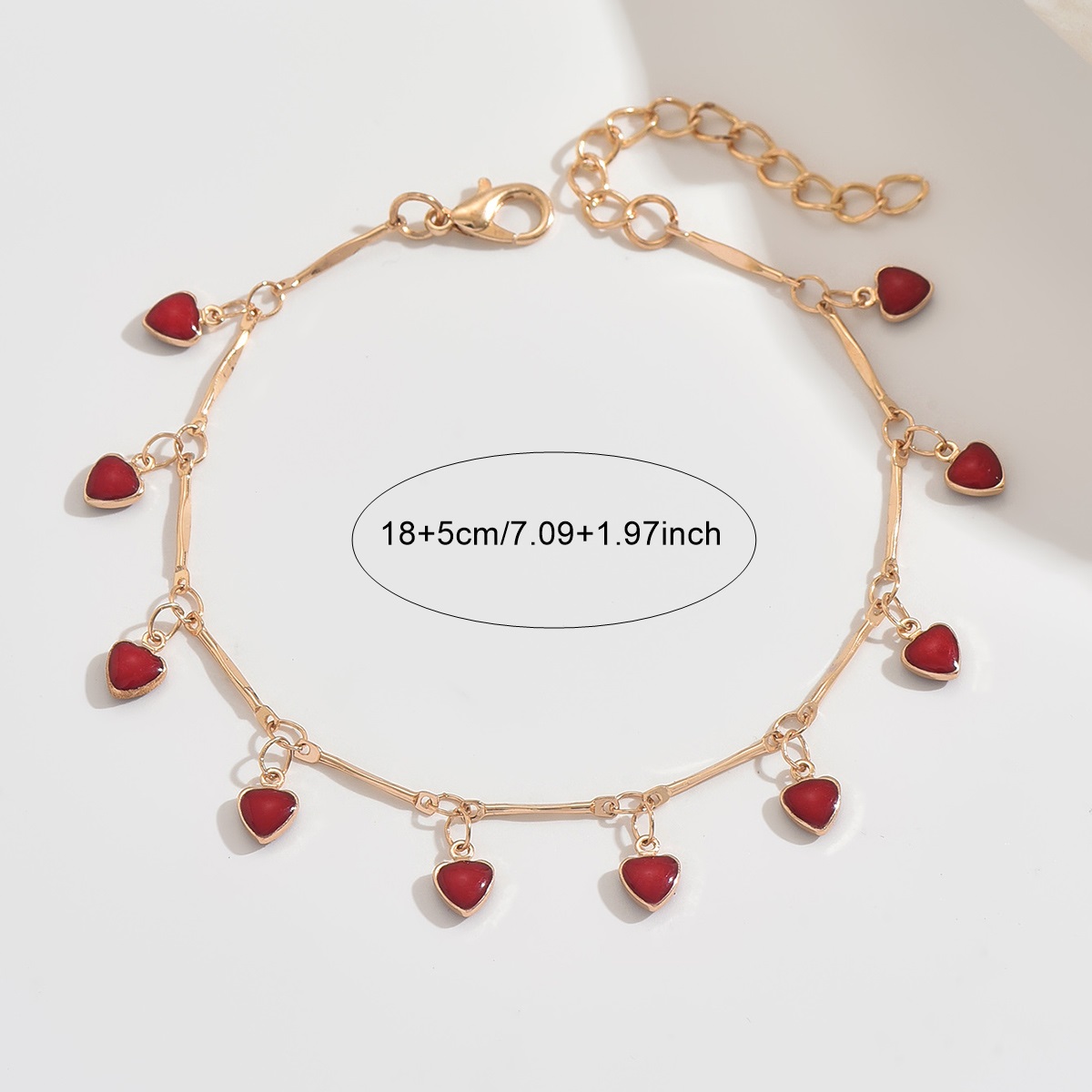 Women's Bohemian Red Heart Tassel Chain Adjustable Bracelet