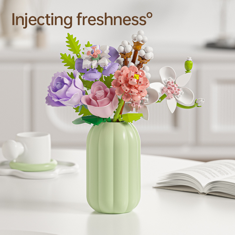 DIY Assembly Building Blocks Flower Bouquet Toy