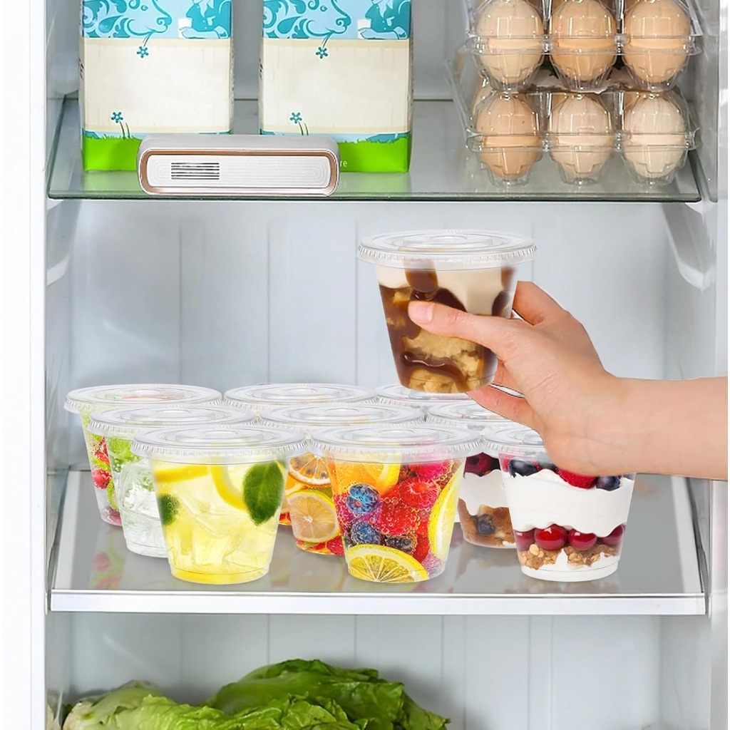 72pcs Large Clear Plastic Cream Cups with Flat Lids