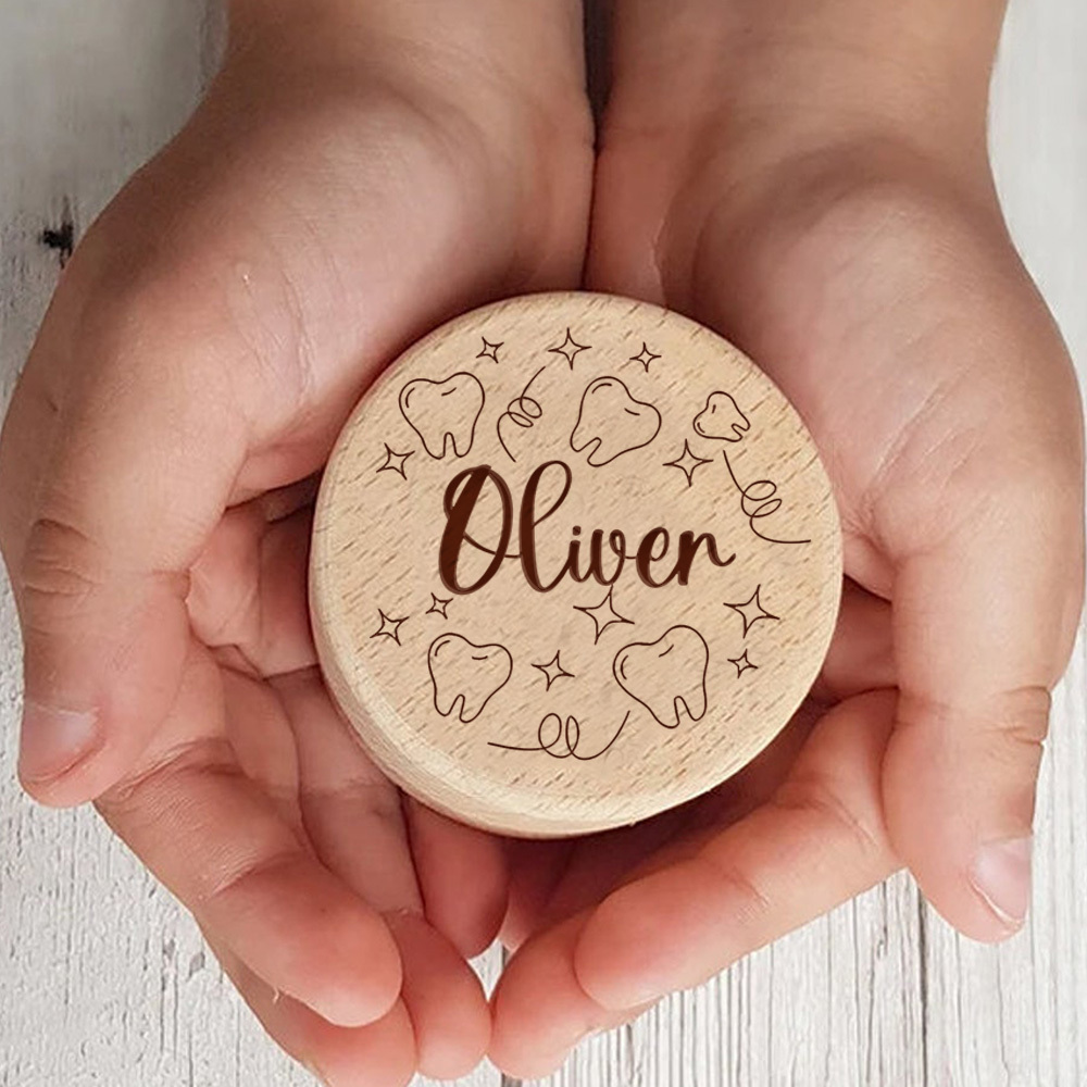 TEMU Personalized Wooden Tooth Box For The Tooth Fairy, Perfect For Christenings, Birthdays, Or As A Gift For New Parents During For Halloween And