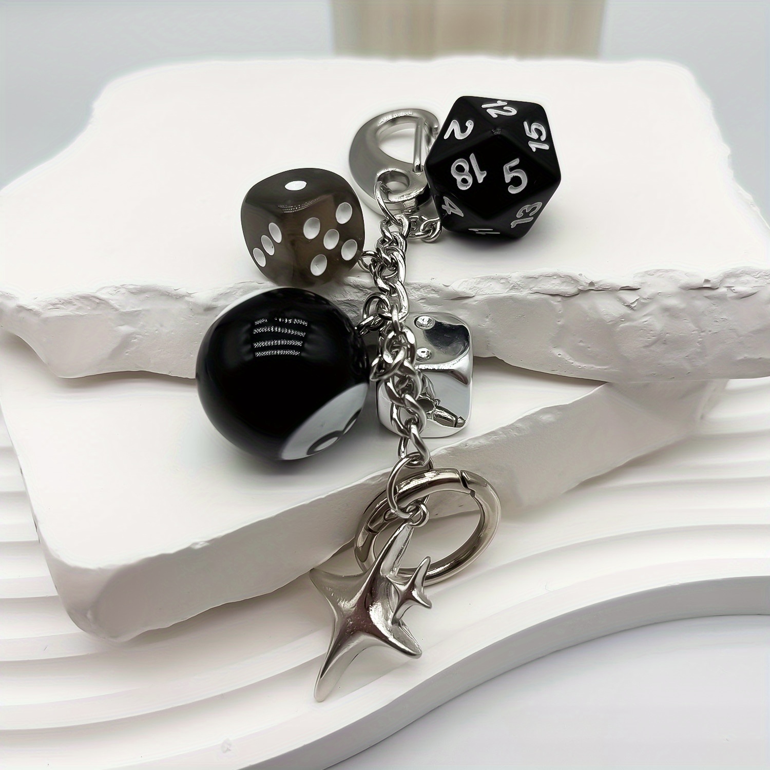 TEMU 1pc Star Dice Ball Pendant Bag Pendant Handmade Diy Pendant Ornaments Retro Keychain Suitable For Car Pendants Bag Pendants Keychain Decorations Cool Styl