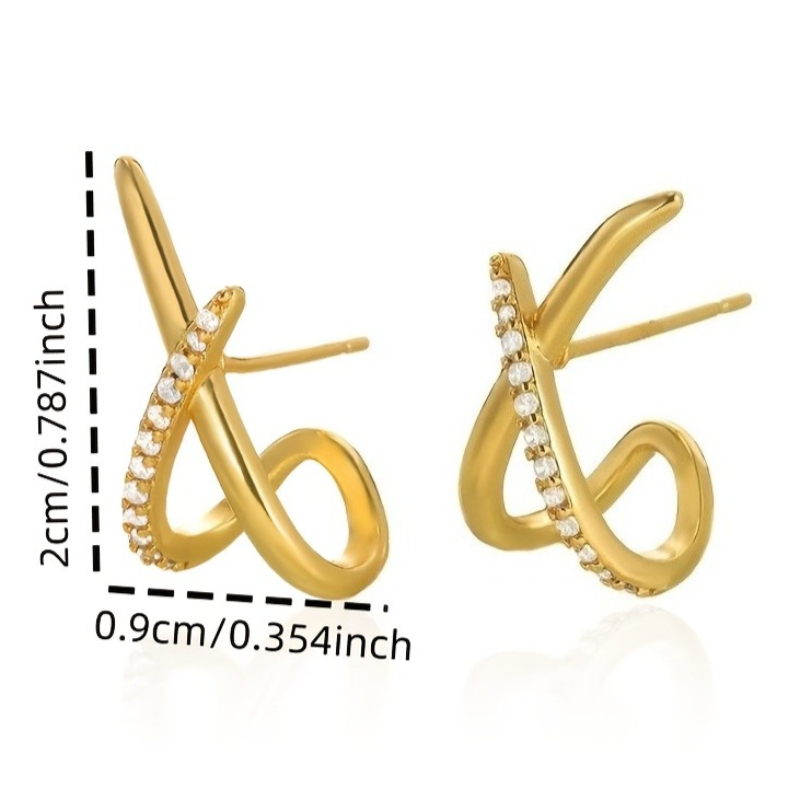 Exquisite Inlay Zirconia Cross Line Earrings for Women