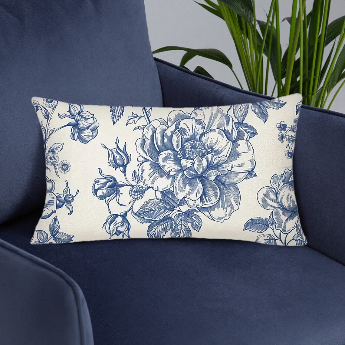 TEMU 1pc Vintage Floral Linen Lumbar Pillowcase - Contemporary Zippered Cover Suitable For Sofa, Bed, / Use - Decorative Cozy Accent (insert Not