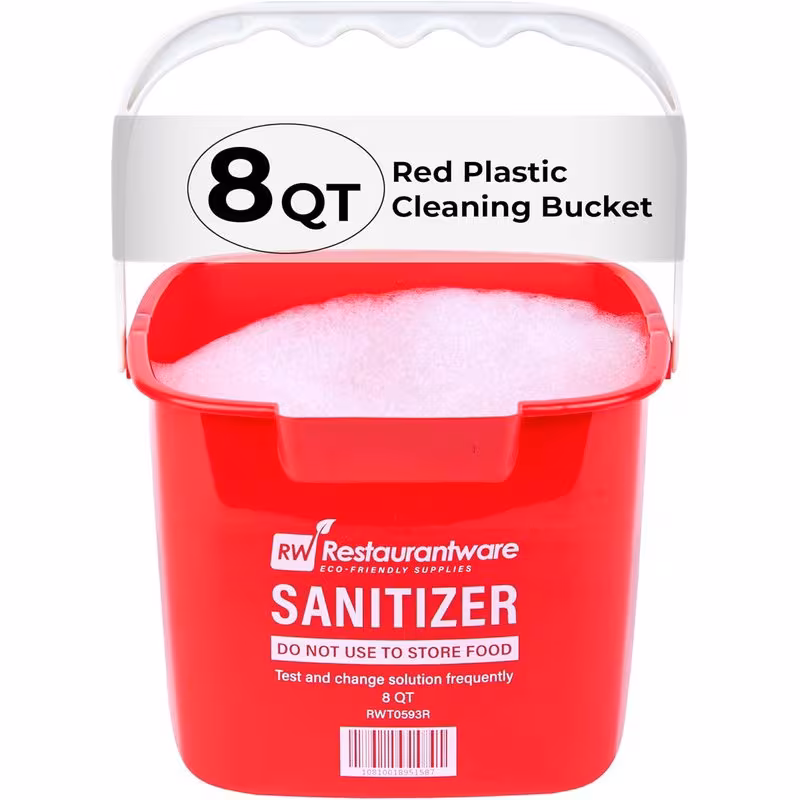 1 pack heavy duty 8 quart cleaning bucket with built in spout handle heavy duty plastic square bucket with spill proof lid red sanitizing bucket for kitchen bathroom Product details 0