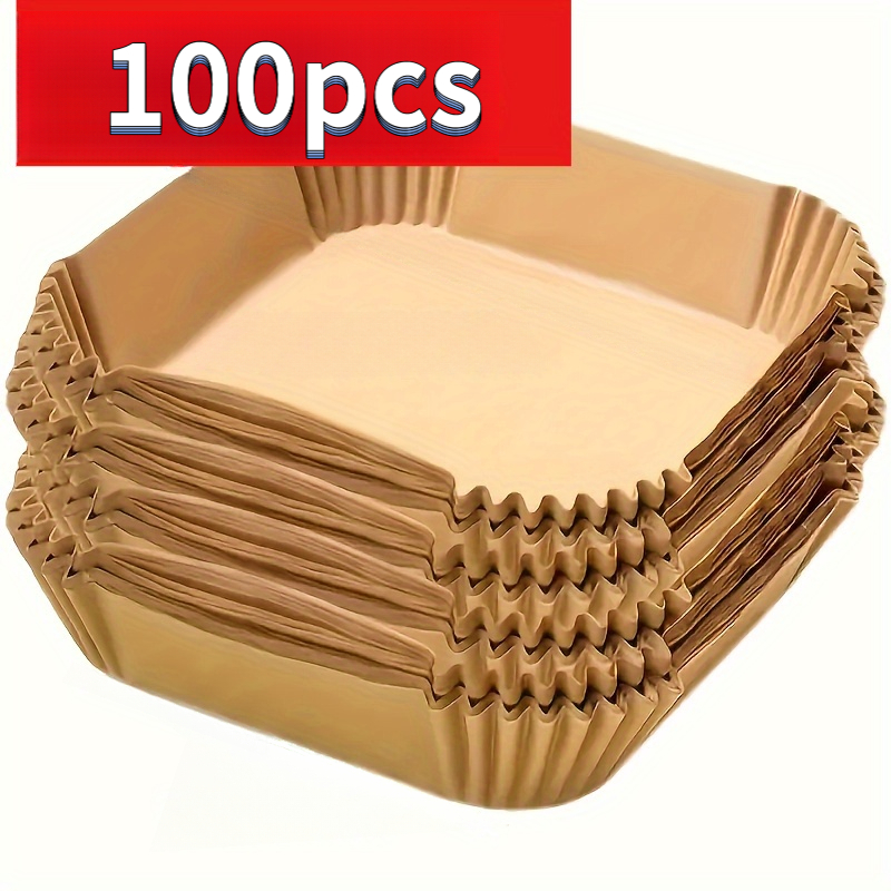 TEMU 1 Pack Of 100pcs Disposable Air Fryer Liners With Raised Edge To Prevent ; Easy To Clean And Suitable For Various Baking And Cooking Needs,