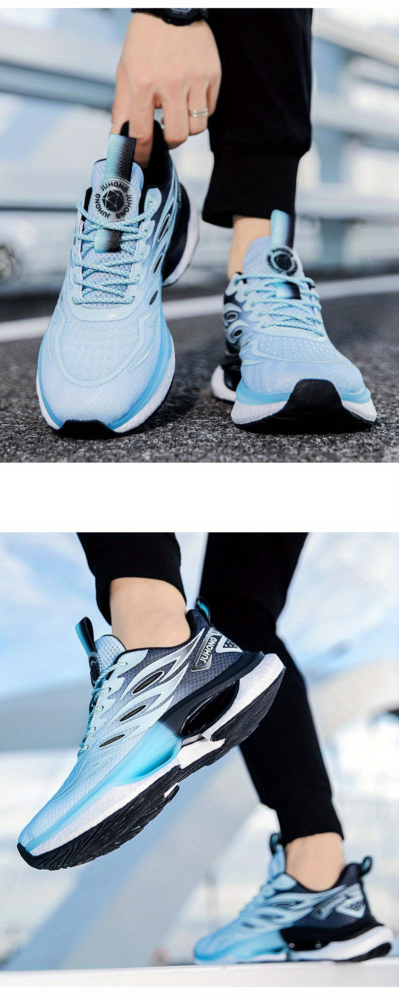 1 pair mens running shoes with microfiber synthetic upper breathable mesh lining tpu cushioned anti slip sole   athletic sneakers for daily casual running training size 38 44 details 5