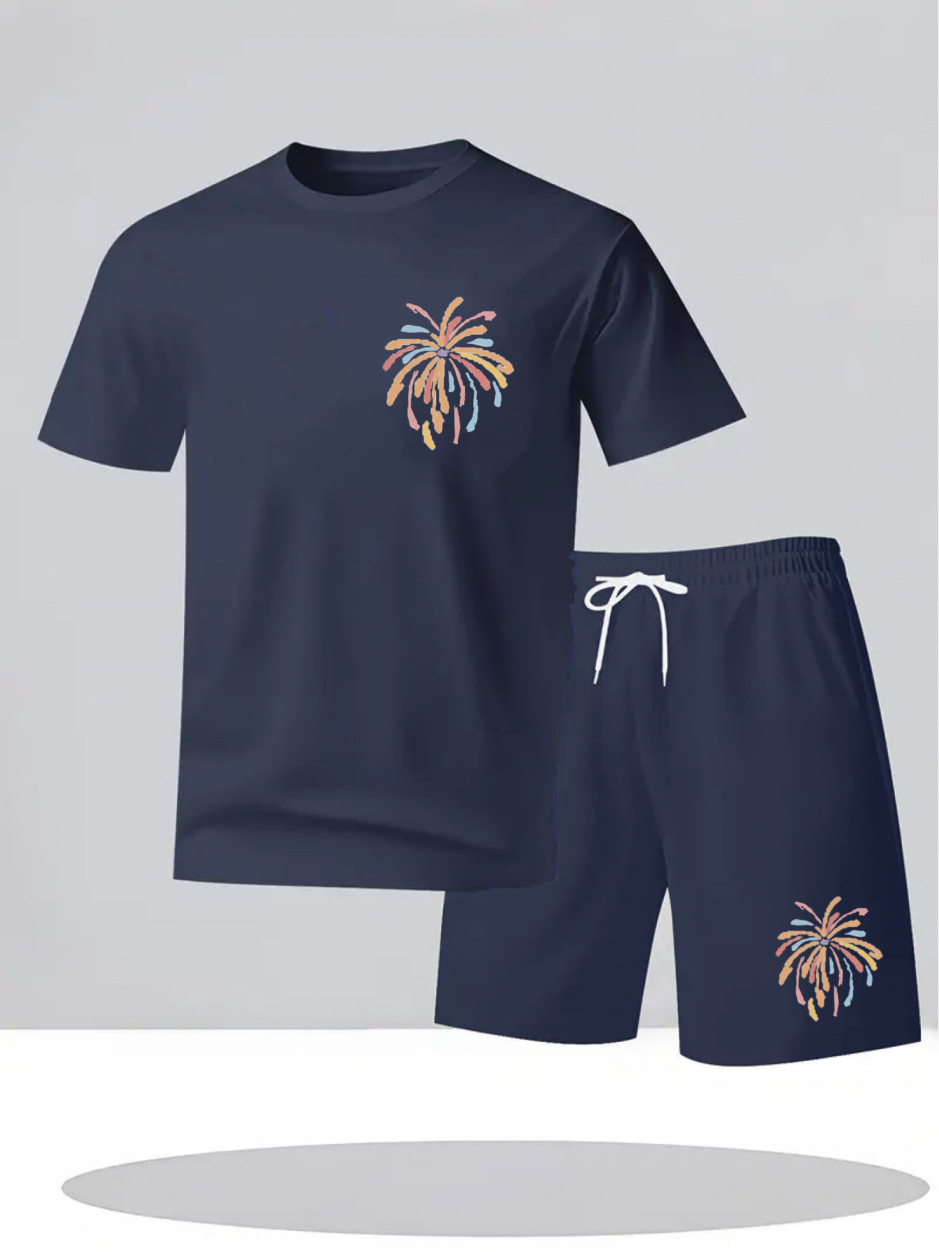 Conjunto moderno de manga corta para hombre con estampado de letras en camiseta de cuello redondo