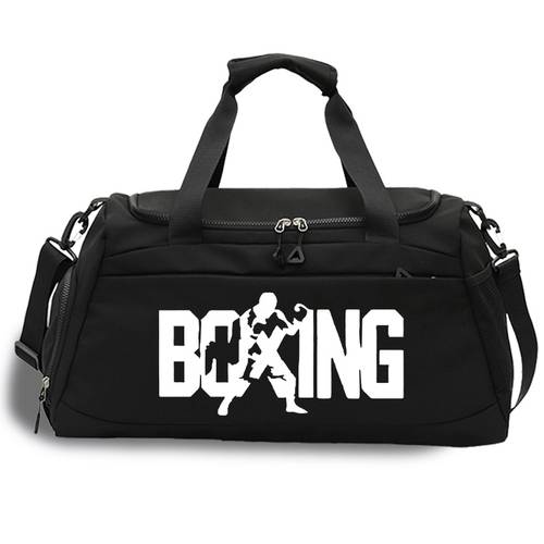 1pc printed large capacity gym travel sports bag with wet dry compartment shoe storage adjustable strap boxing themed design boxers print lightweight duffle for men fitness vacation boxing