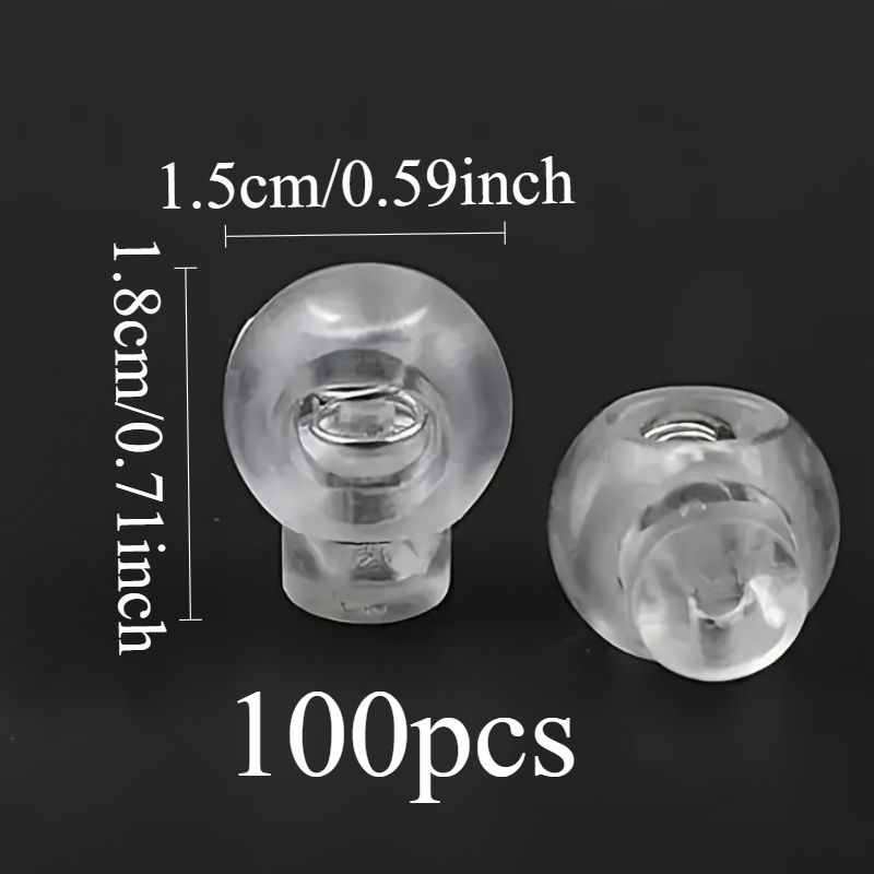 TEMU 100 Hebillas de ajustables de plástico transparente - Cierres seguros para ropa, sombreros y bolsos, cierres de cordón de tensión ajustables,