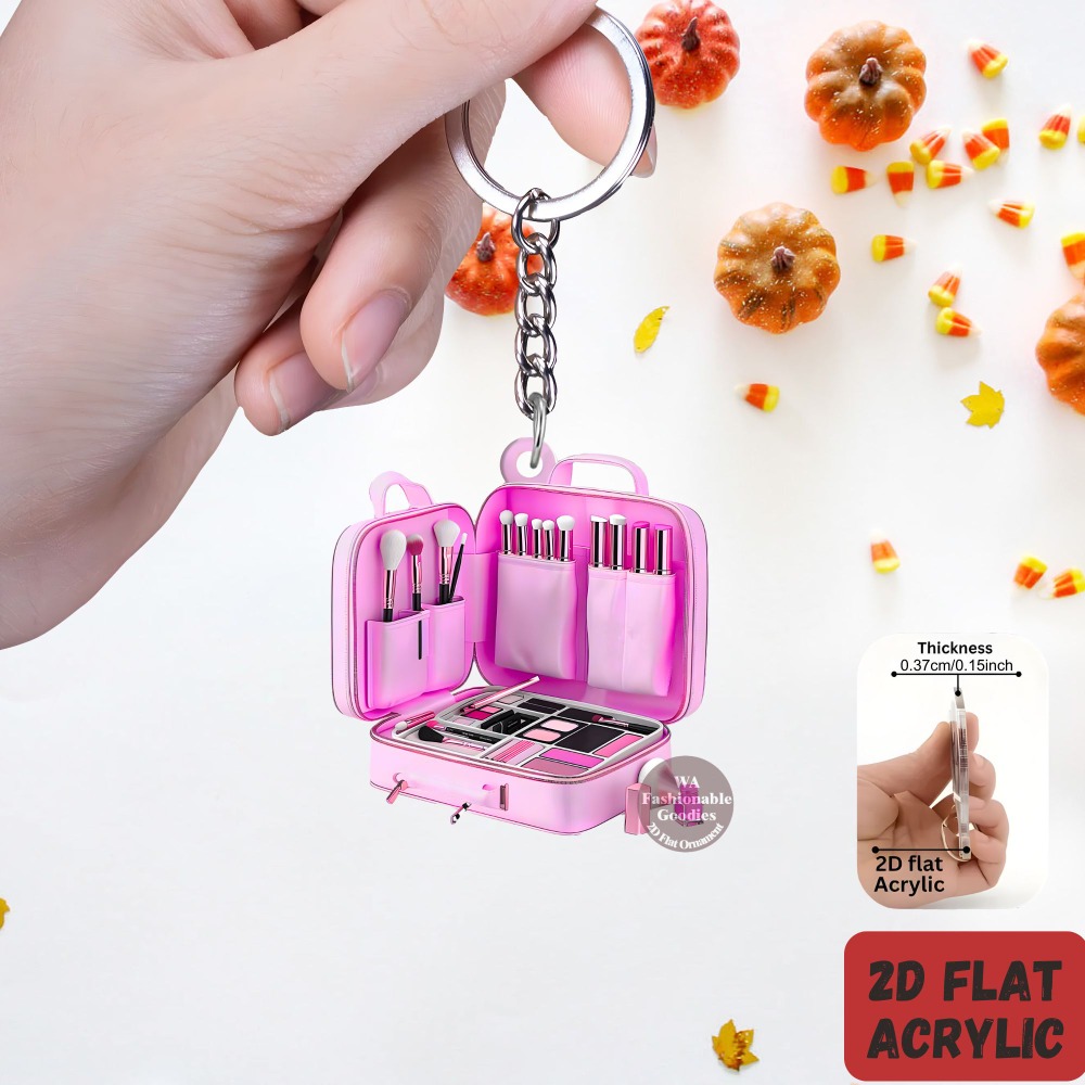 TEMU 2d Flat, 1pc/ 6pcs Cosmetic Box Theme Keychain, Bag/ Car/ Mobile Phone/ Key Decoration, Perfect Gift For Birthday/ Party/ Anniversary/ Day/