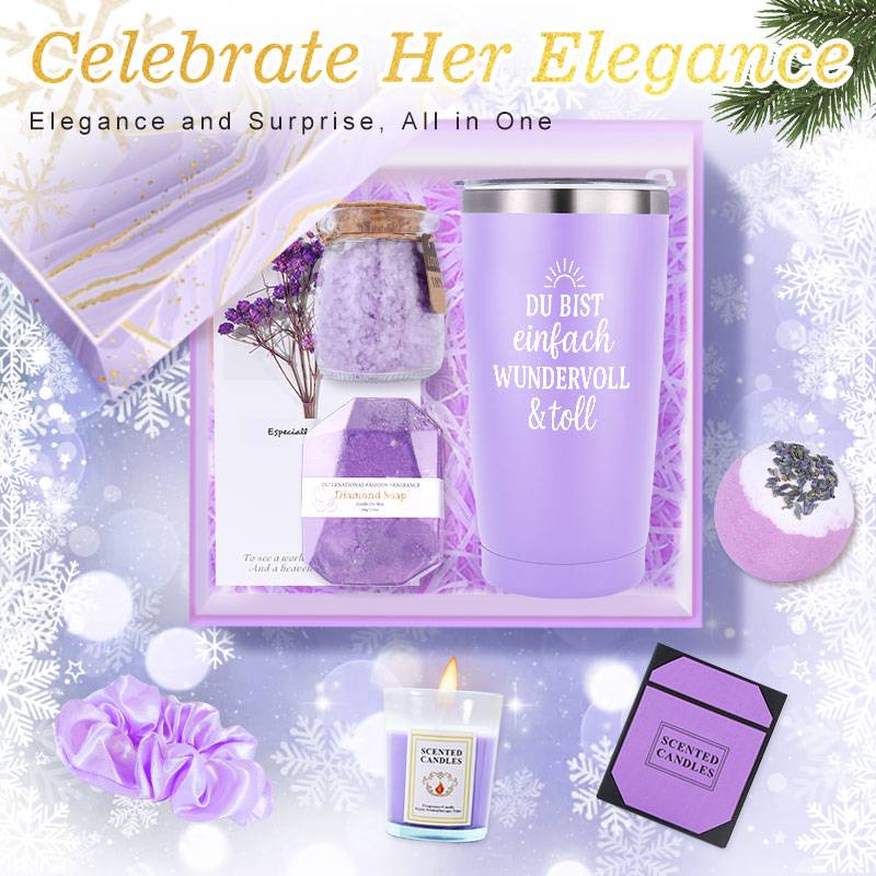 8 komada Luksuzni Spa Poklon Set sa Svijećama, Šumećim Solima za Kupanje i Luksuznim Pjenušavim Kupanjem - Dugotrajno (12+ sati gorenja) Sojine/Pčelinje Svijeće, Proizvodi za Kupanje i Kosu za Žene - Božićni Set Bombi za Kupanje za Mamu, Suprugu, Najbolju Prijateljicu