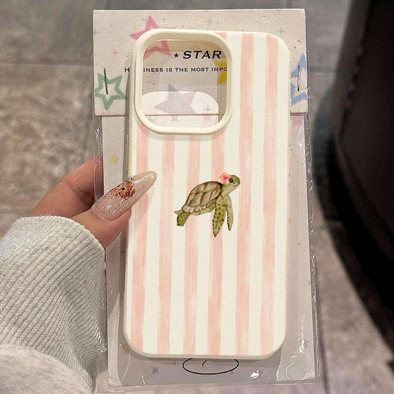TEMU Phone Case: Pink Striped Sea Turtle Pattern Phone Case, Suitable For Iphone 17 Pro Max, 17 Pro/13/14/15/11/12/16 Pro Max/14 Plus/x/xr/xs Max/14