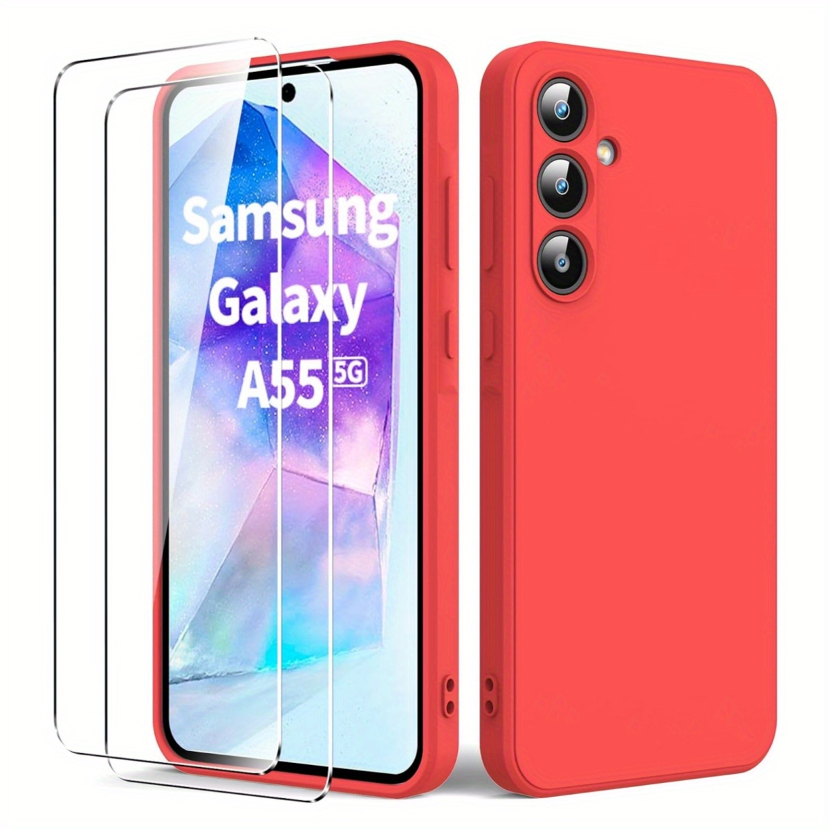 Etui za telefon - 3 kosov, vključuje 1 ovitek za telefon in 2 prozorna zaščitna folija za zaslon za modele Samsung A56 5G, A36, A26, A15, A55,
