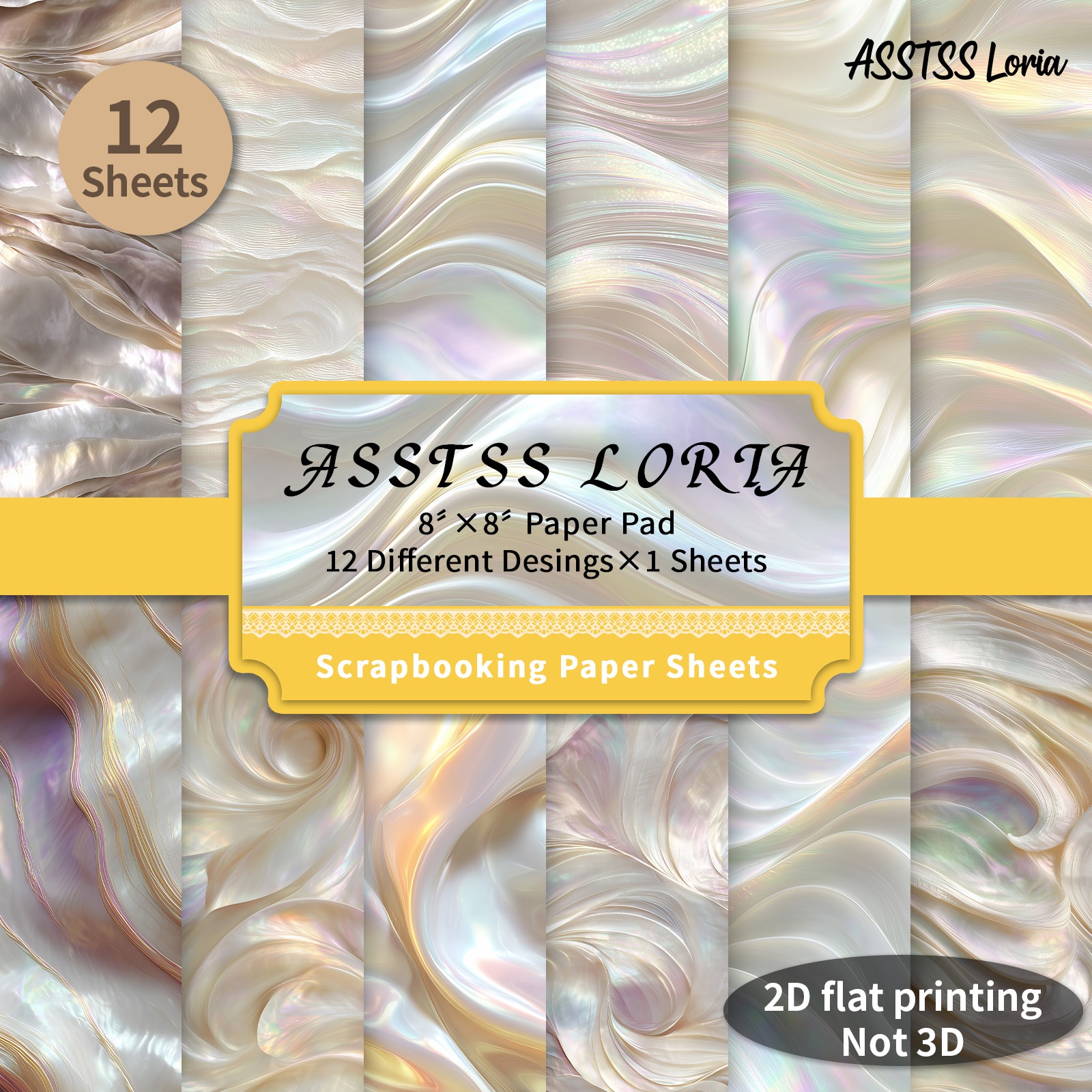TEMU Lot de 12 feuilles ASSTSS Loria 8 X 8 pouces, bloc de papier scrapbooking, texture / papier de , papier cartonné épais pour journaling, art de