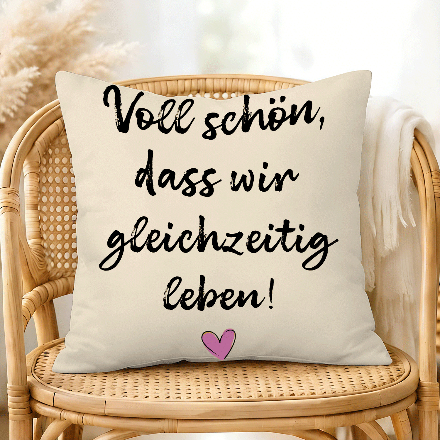 TEMU Es ist so schön, gleichzeitig zu ! Freundschaftsgeschenk für Paare, Valentinstags-Dekokissenbezug, 1 Stück, 45x45 cm, doppelseitig bedruckter