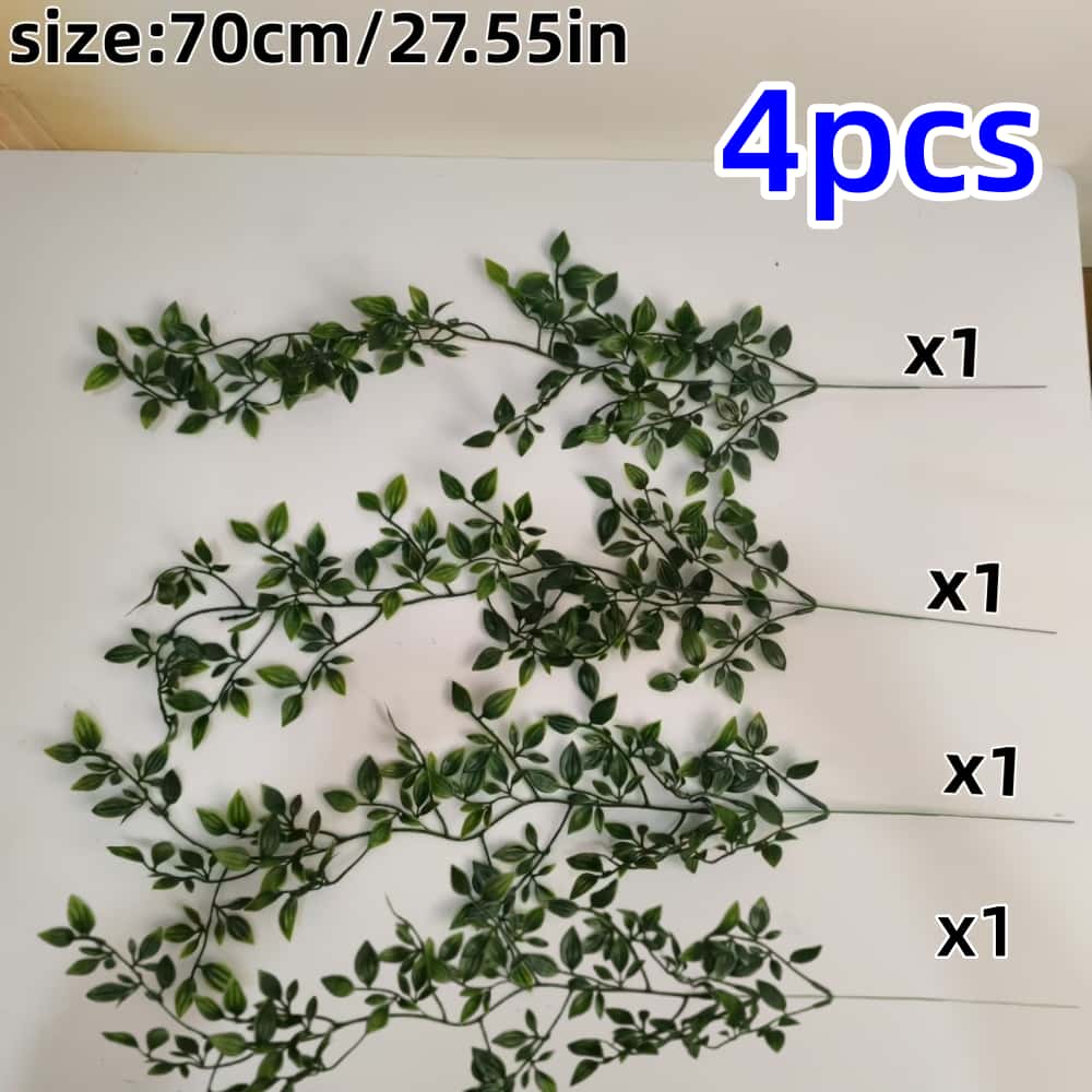 TEMU 4pcs Set Large Artificial Hanging , Faux Leaf Hanging Plants, Highly Realistic Vine Potted Plants, Artificial Plant Hanging Decor,