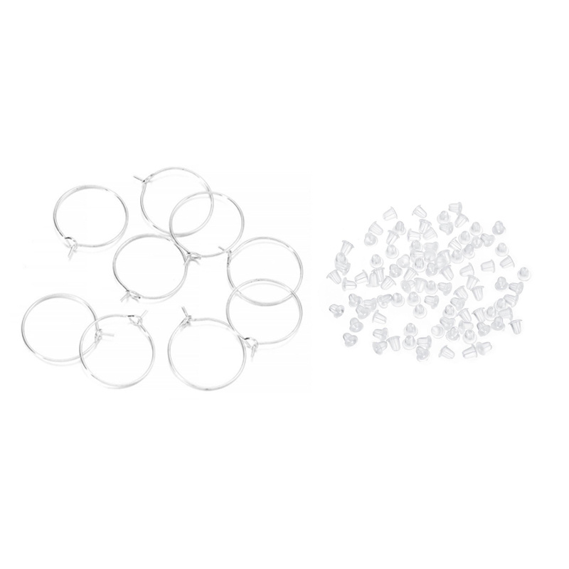 TEMU 100 piezas/50 juegos de aretes redondos y tapones para orejas, juego de tapones para oídos transparentes, multi-tamaño 20 mm/25 mm/30 mm/,