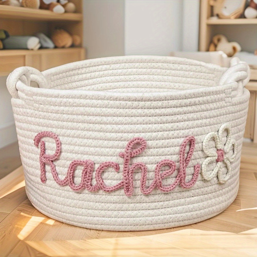 TEMU Personalized Name Storage Basket - Versatile Organizer, Multifunctional Storage Box, Laundry Baskets - For Homeowners & Students - Ideal For