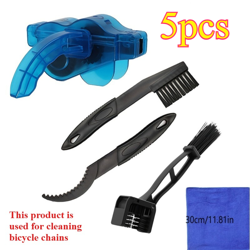 TEMU 5pcs Bicycle Chain Cleaning Kit, Chain Washer, Portable Handheld Cleaning Brush, Brush Chain Washer Long Handle Brush, Bicycle Chain Gear Dirt