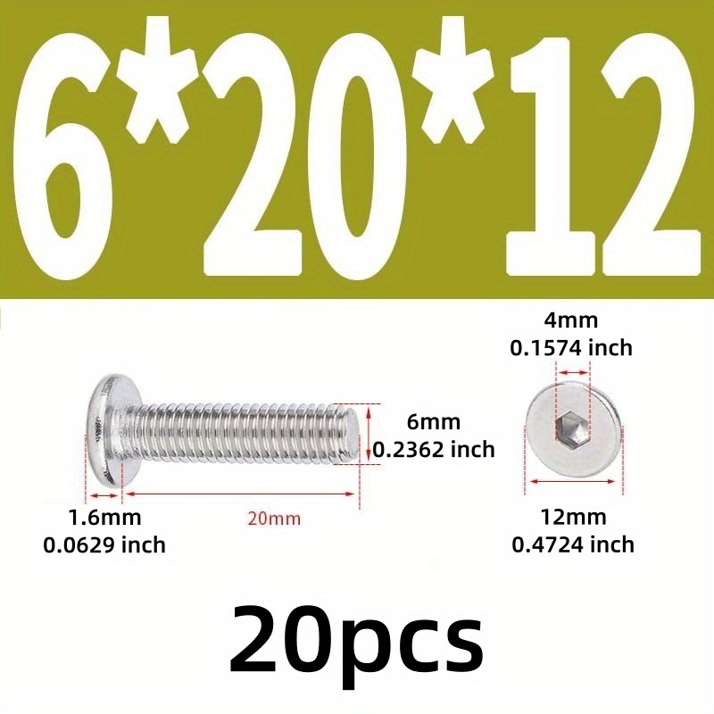 TEMU M6-1.0p Hex Socket Ultra Thin Screws, 304 Stainless Steel, Hexagon With A2-70 , For Wood, Plastic, Metal, Ceramic