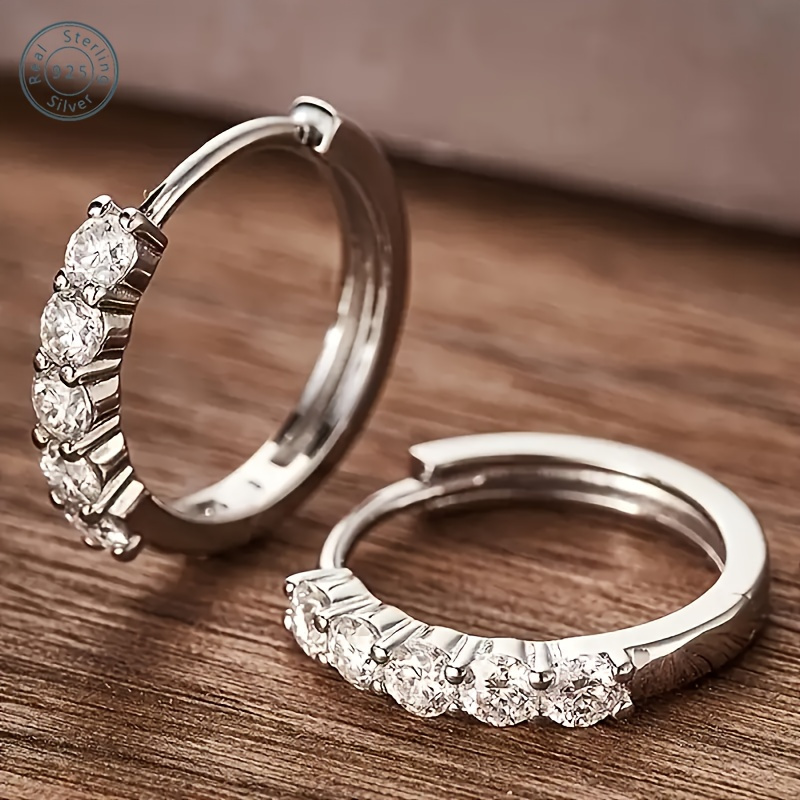 925 silver inlaid 5 moissanite   earrings suitable as an anniversary birthday halloween or christmas gift for your girlfriend wife friend or yourself Product details 0