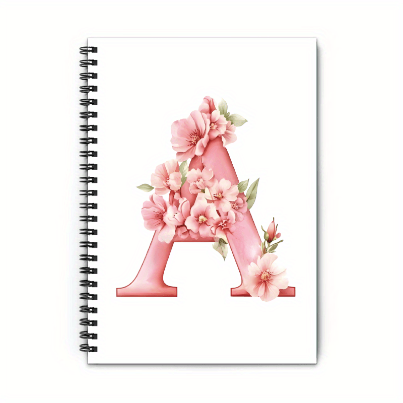 TEMU Agenda Carnet A5, Spirale avec de Fleurs en Aquarelle et Lettres du A-Z, Idéal pour , Fournitures de Bureau, Scolaires, Cadeau Rentrée Scolaire