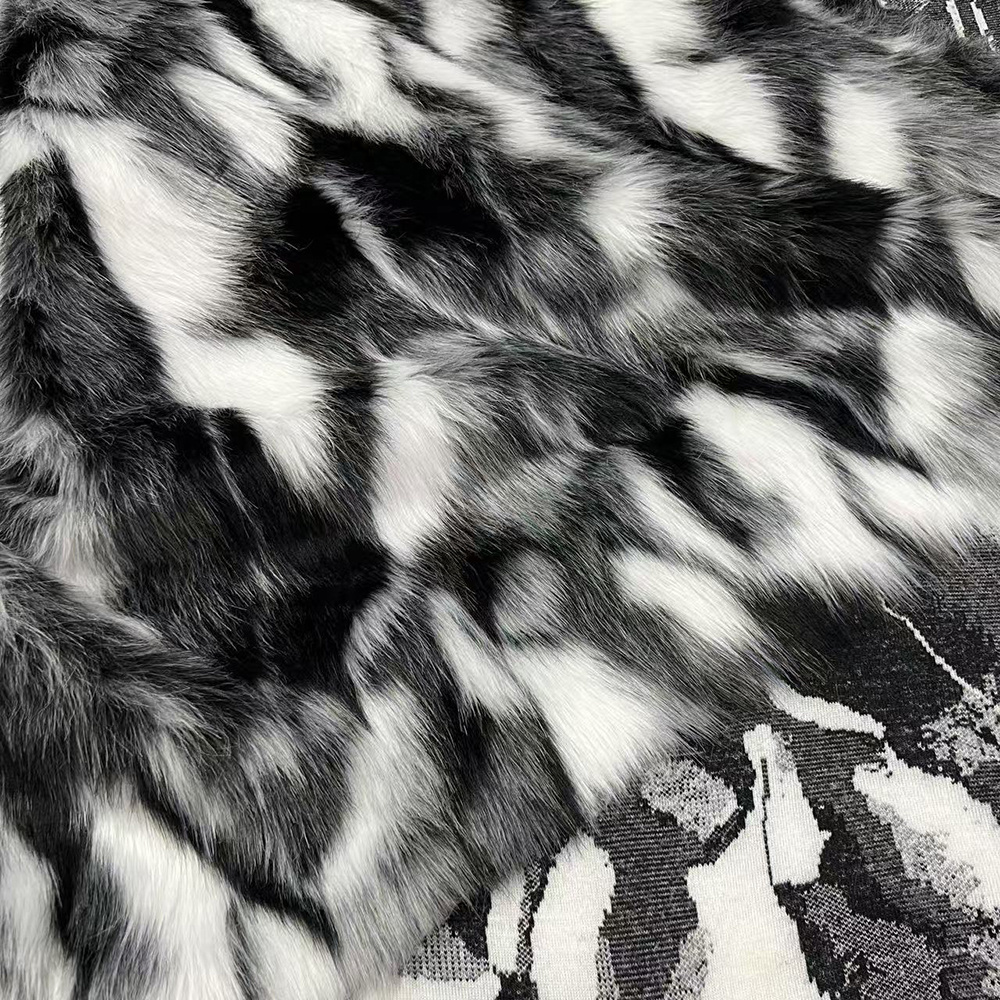 TEMU 1pc A4 Black And White Jacquard Plush Fabric Two-color Faux Fur Toy Accessories Boots Crafts Clothing Hat Brim Fabric