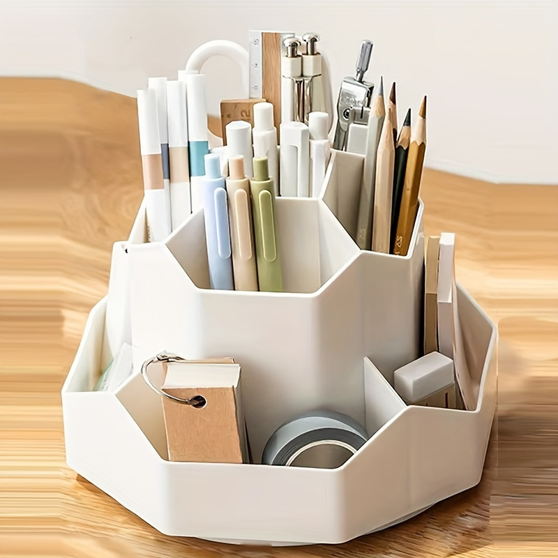 Youyijia Bambus Stifte Organizer 360° Drehbar | 8 Fächer Für über 300 Stifte 25x25cm