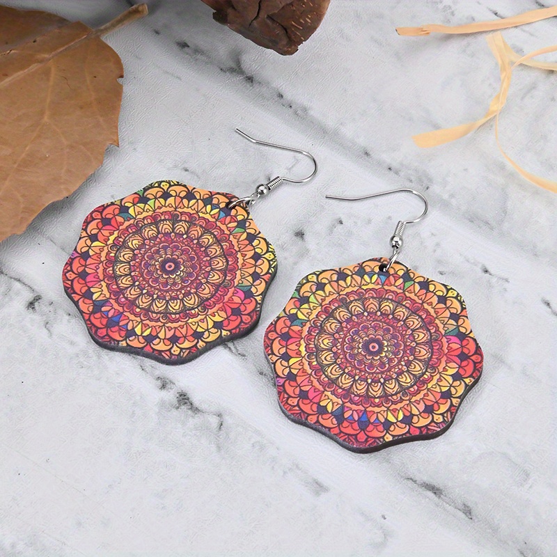 Women's Bohemia Pattern Wooden Dangle Earrings