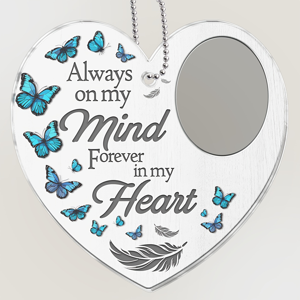TEMU Souvenir commémoratif personnalisé 2D plat avec photo et nom personnalisés - Style bohème, convient comme cadeau de pour le deuil et la perte,