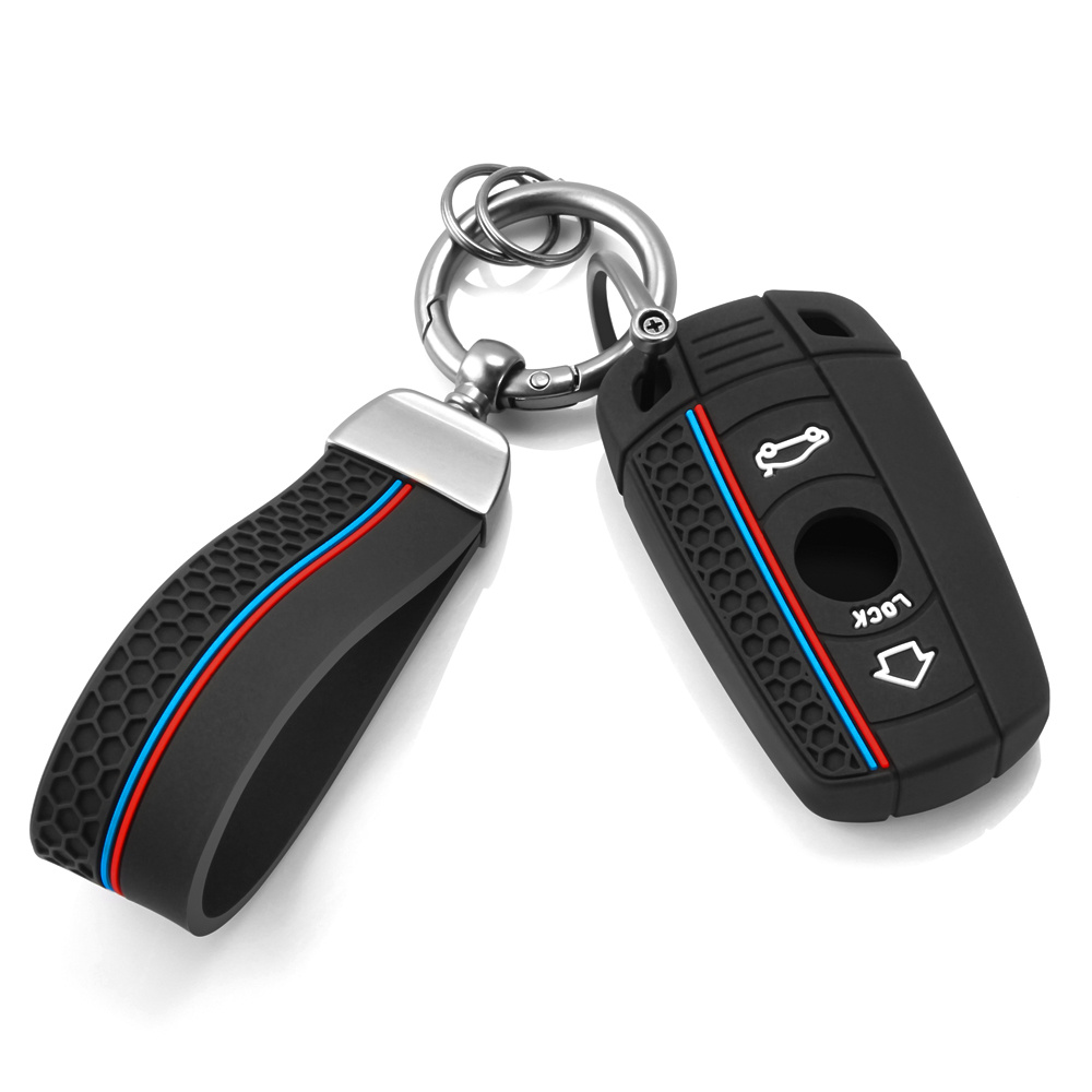Silicone Car Key Case Key Chain For E60 E61 E70 E81 E87 E90 E91 E92 X1 X5 X3 1 3 5 Z4 Keychain Accessories