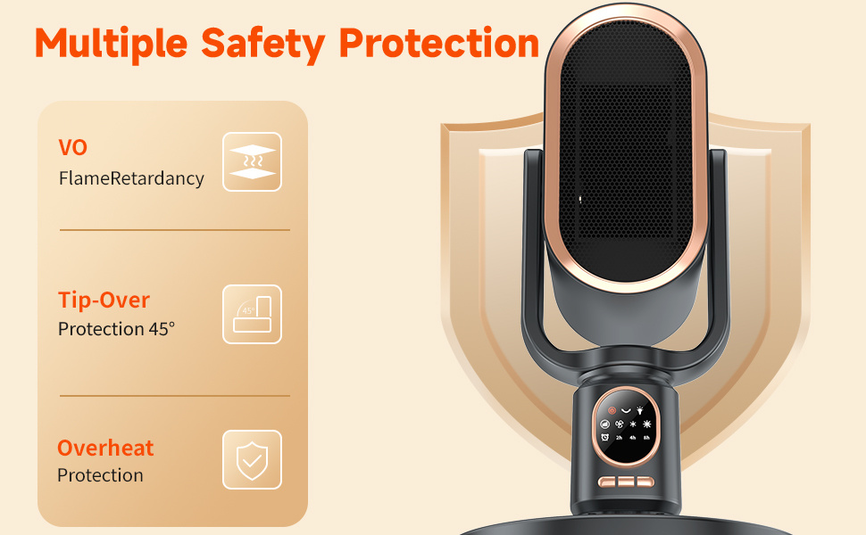 portable electric heater indoor ceramic heater with thermostat   2 8 hour timer overheating and tip over protection suitable for offices bedrooms large rooms remote control Product details 1