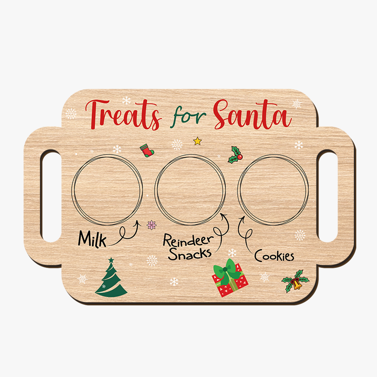 TEMU 2d Flat, 1pc "santa Claus Welcome" Tray - Sturdy Wood With Textured Surface, Retro Holiday Decor For Milk, Reindeer Snacks, And - Festive Table