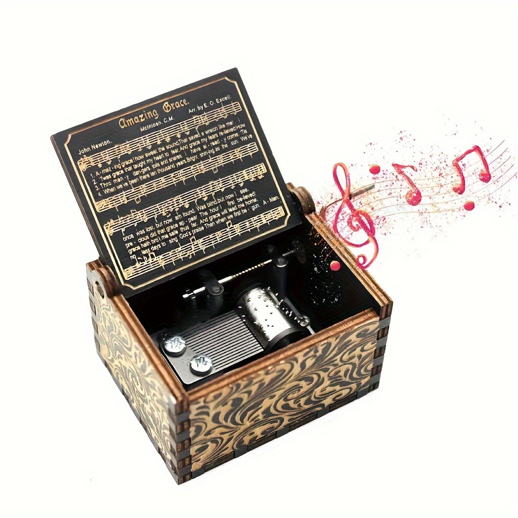 Image of 1pc Wooden Music Box, Gift For , Birthday, Anniversary, Graduation Gift, Living Room Office Decor, Mother's Gift
