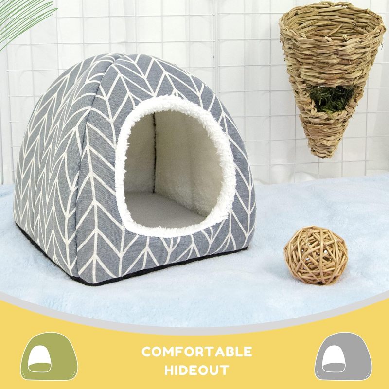 Cozy Hideout Bed for Small Animals | Grey Polyester Hide-Out for Little Bunny, Hedgehog, Ferret, Chinchilla, and Other Small Animals - Image 5