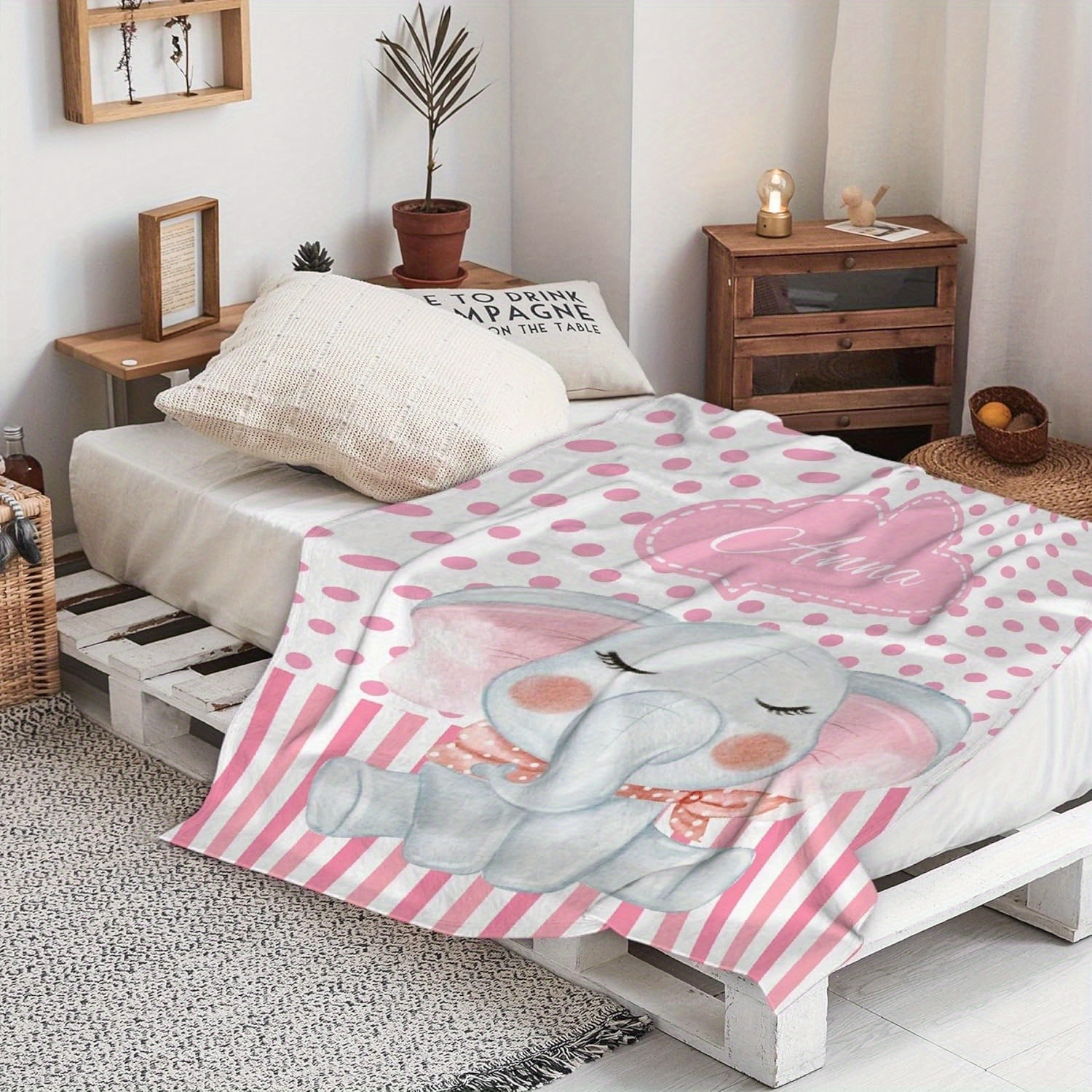 Personalized Elephant Blanket with Custom Name