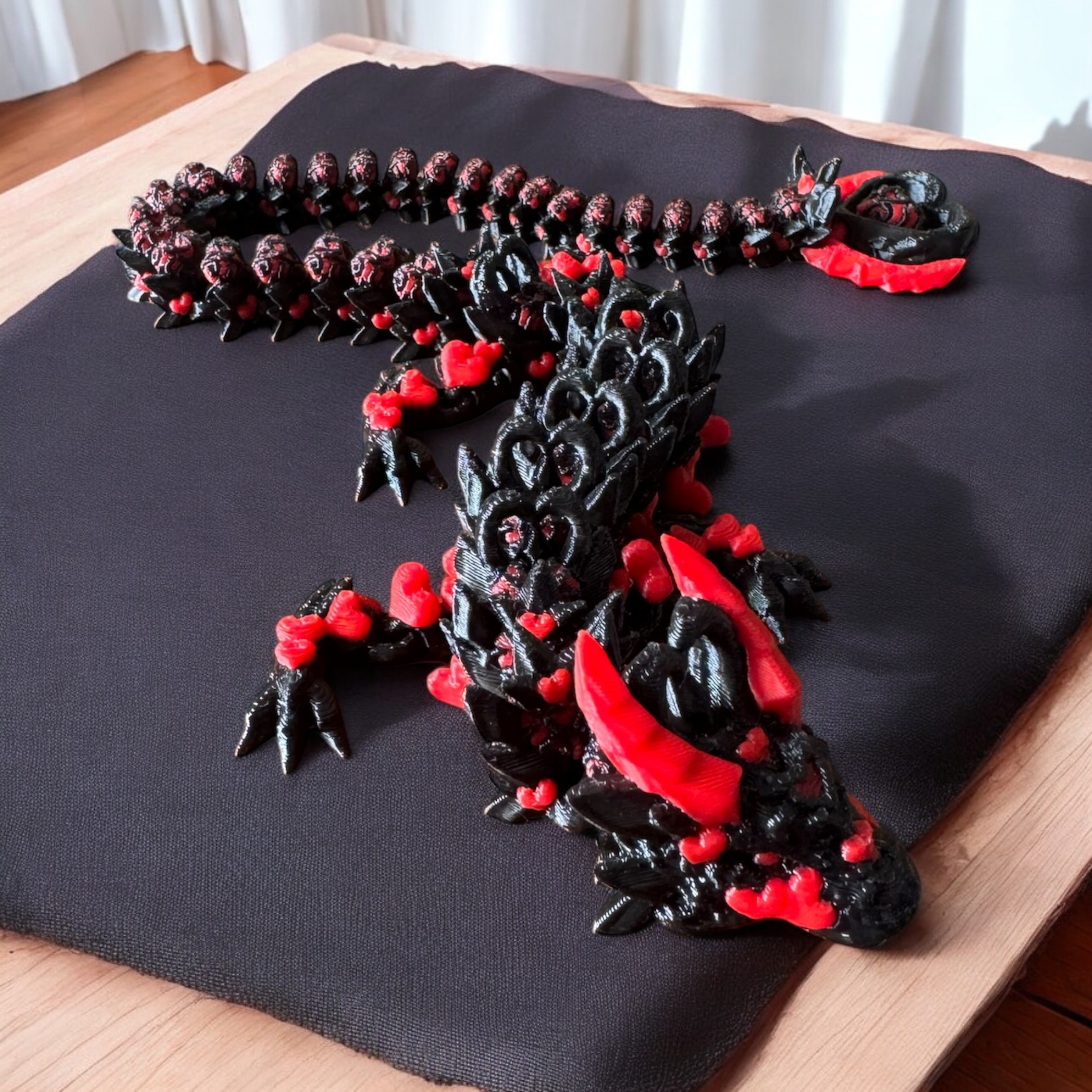 TEMU 3d Printed Dragon Figurine - Abs Resin Intricate Scales & Horns Design, Gothic For Bedroom Desk Or Aquarium, Unique Valentine's Gift For Fantasy Lovers