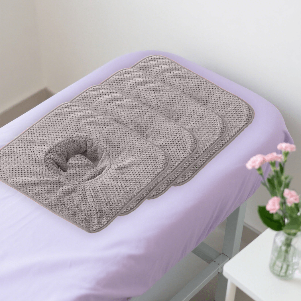 Image of 4pcs Of Special Massage Towels For Beauty Salons, Facial Breathing Hole Pillowcases, Spa Massage Bedspread Towels, Reusable And Durable Towels
