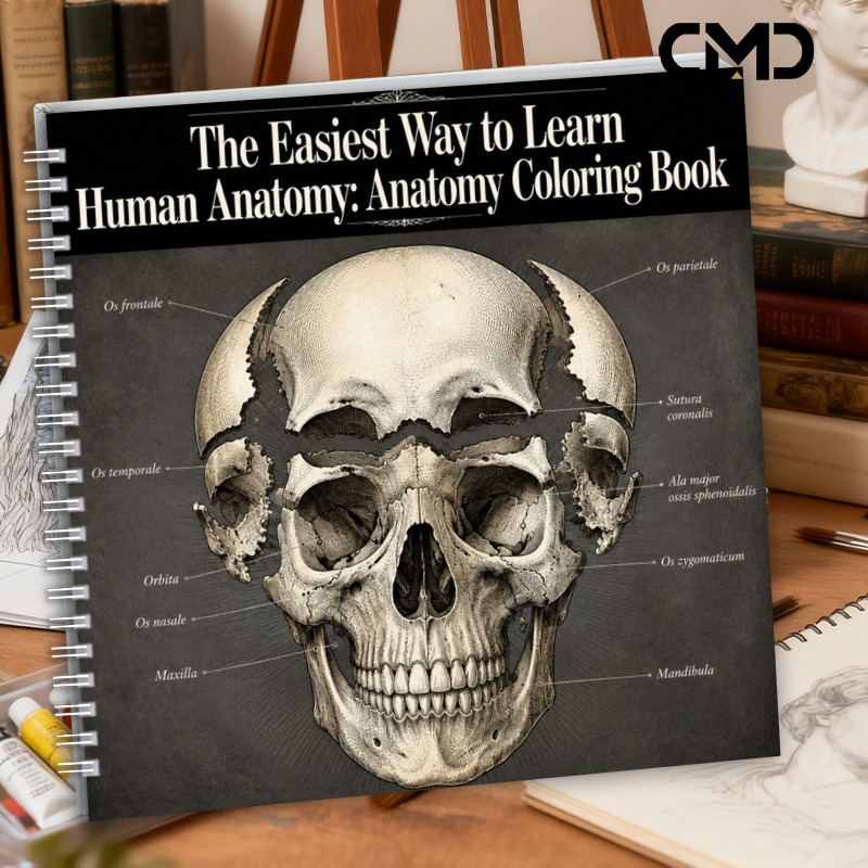 TEMU 1pc 20x20cm 24 Pages Single-sided Printed & Adult Coloring Book For Women, Vintage Human Anatomy Themed Coloring Pages